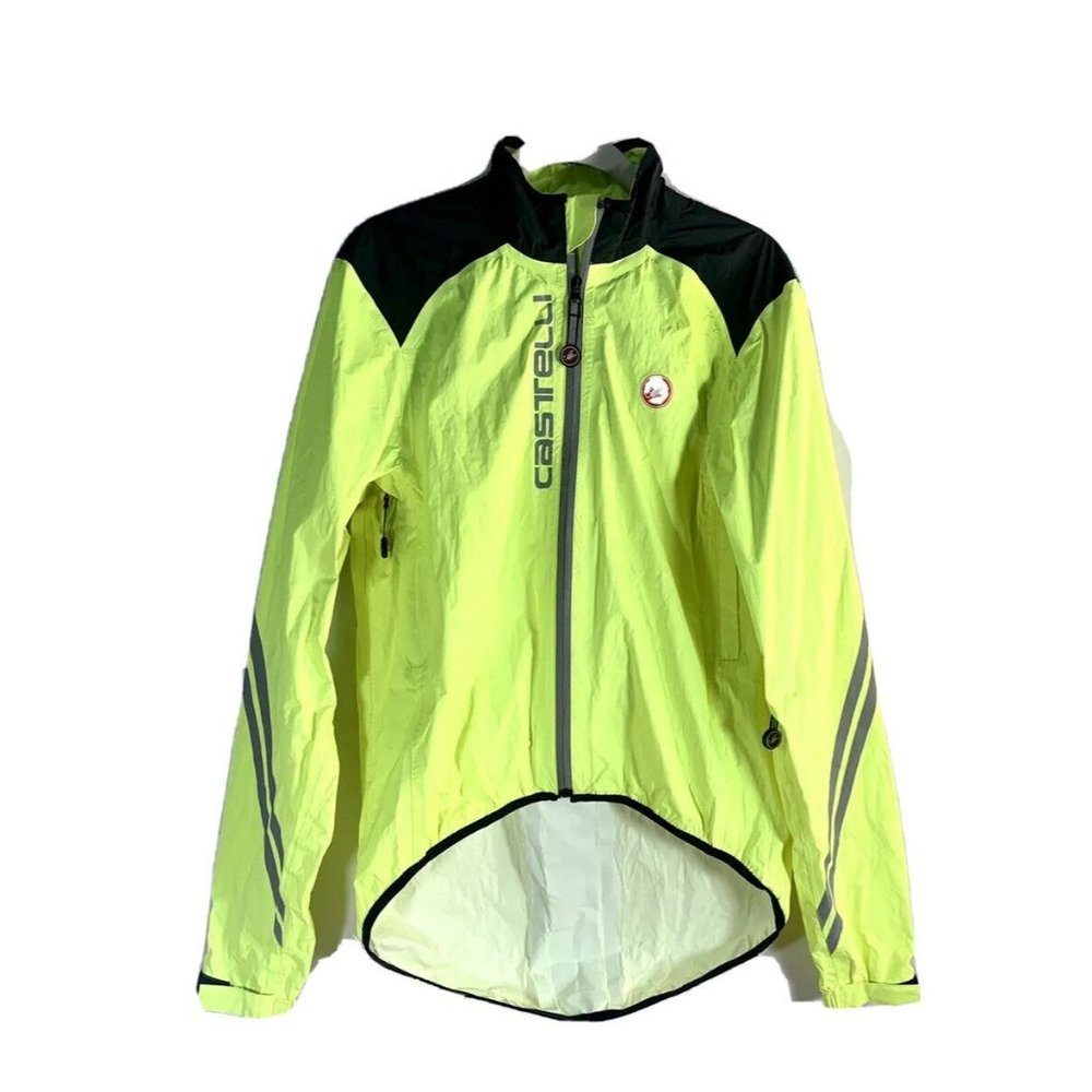 Castelli Mens Sz Small Pro Fit Light Rain Jacket Yellow